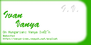 ivan vanya business card